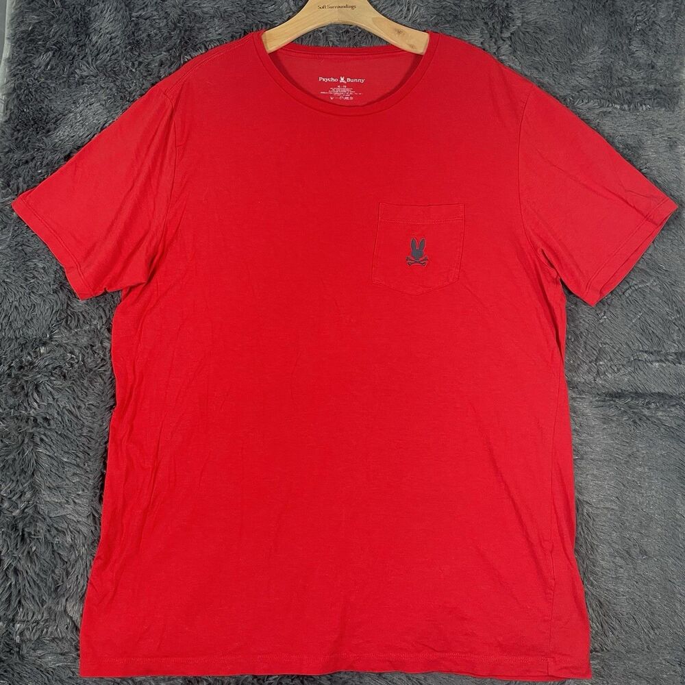 Psycho Bunny Pocket T-Shirt Men's Size XL Red Short Sleeve Crew Neck Designer